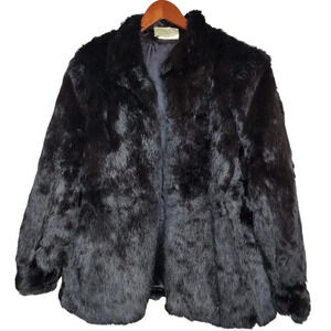 RABBIT FUR Somerset Furs black coat. Size medium
